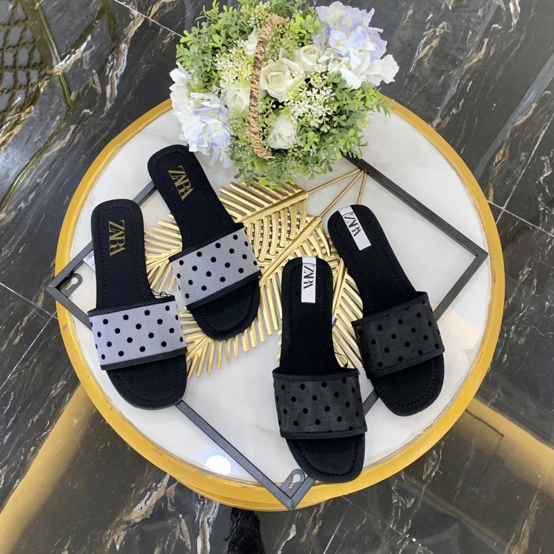 Giày sandal Zara họa tiết chấm bi thời trang chất lượng cao cho nữ