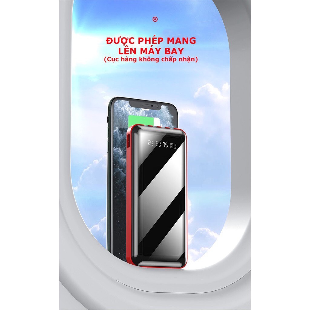 Sạc dự phòng YM276S 20.000mAh, Tích hợp 3 cáp sạc Micro, Lingtning, TypeC, 1 cáp USB