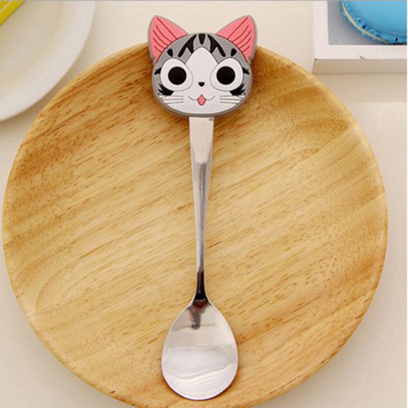 Cartoon Handle Spoons Kids Stainless Steel Ice Cream Coffee Tea Soup Spoon