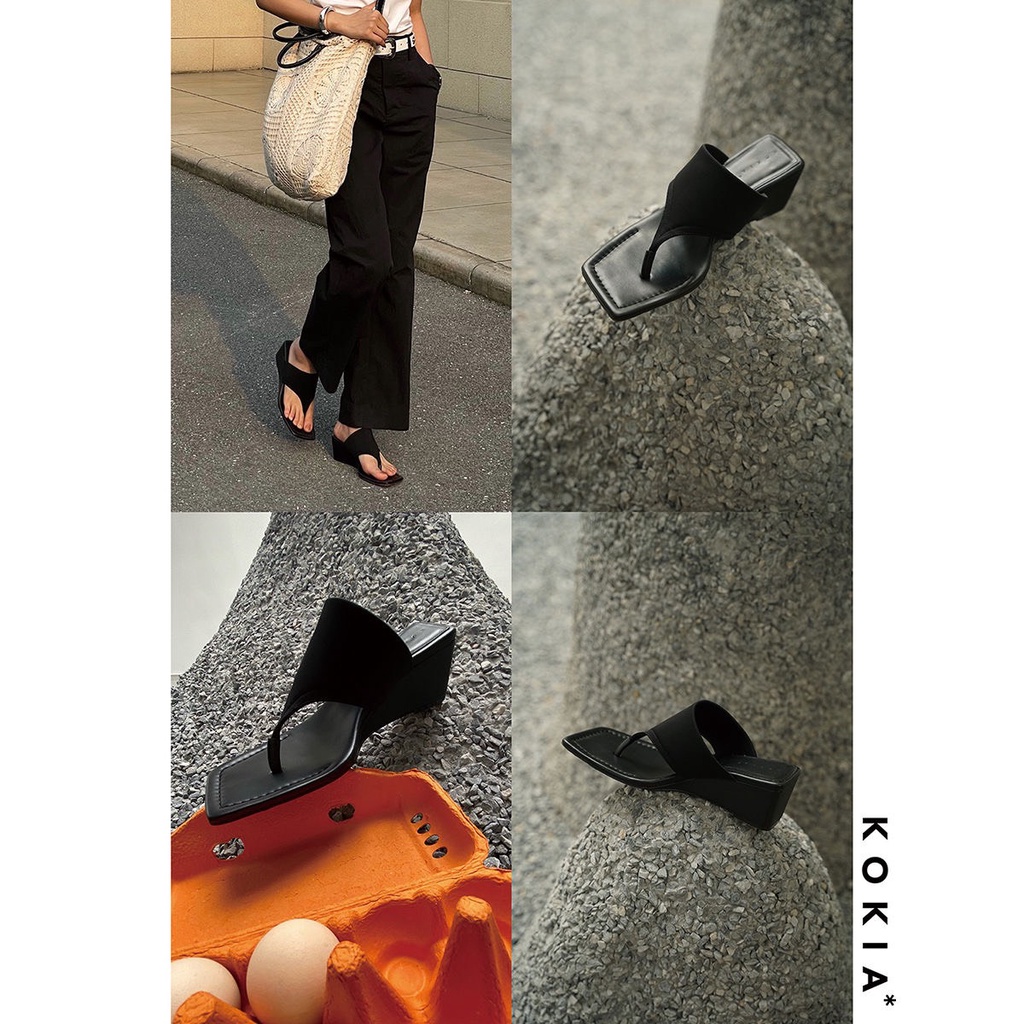 Dép Sandal Kẹp Ngón Kokia Air Lycra Dệt Kim Da , dép xỏ ngón đế cao