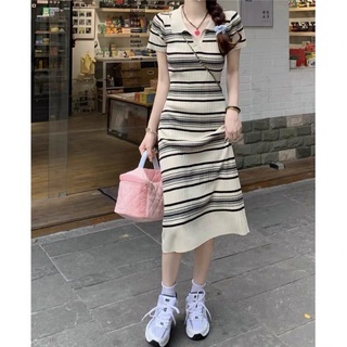 Váy dài kẻ ngang cho nữ thời trang