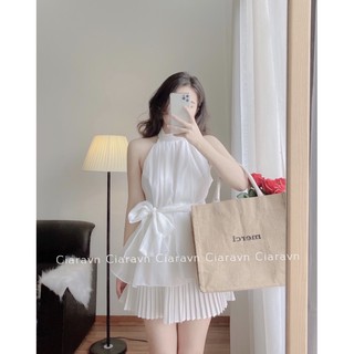Áo yếm voan (trắng/cam đất)