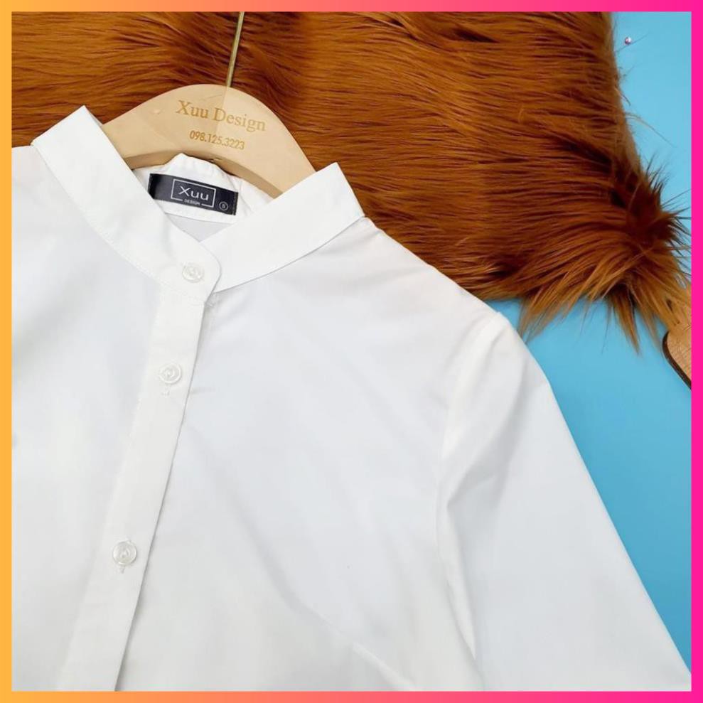 Áo Sơ Mi Nữ Trắng tay bồng cổ tàu ,Sơ mi kiểu MoomMy Hàng Cao Cấp | BigBuy360 - bigbuy360.vn