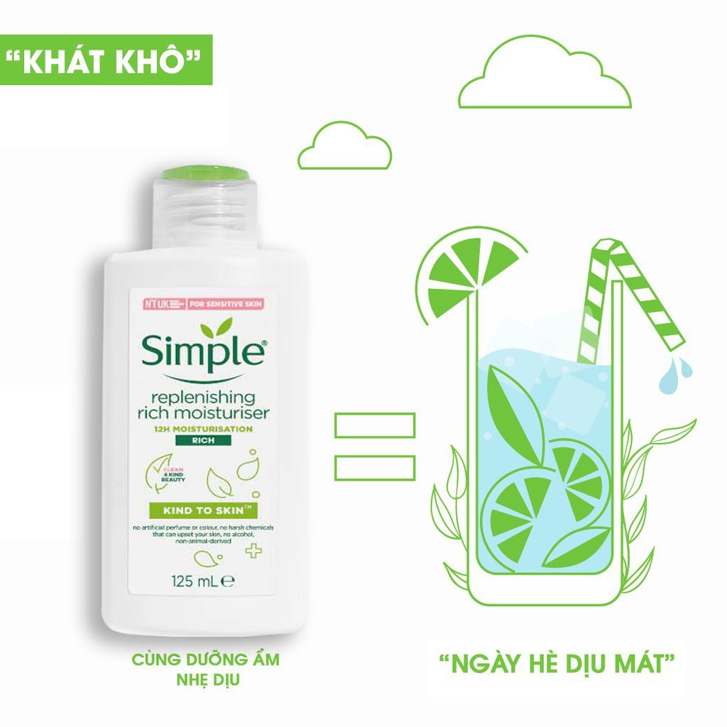 Kem Dưỡng Ẩm Simple Hydrating Light Moisturiser 125ml - Skinfa.