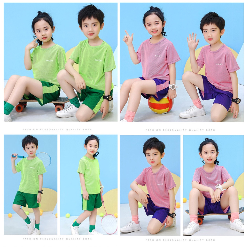 Bộ Áo Thun Ngắn Tay + Quần Short Thời Trang Mùa Hè 100-160cm Dành Cho Bé