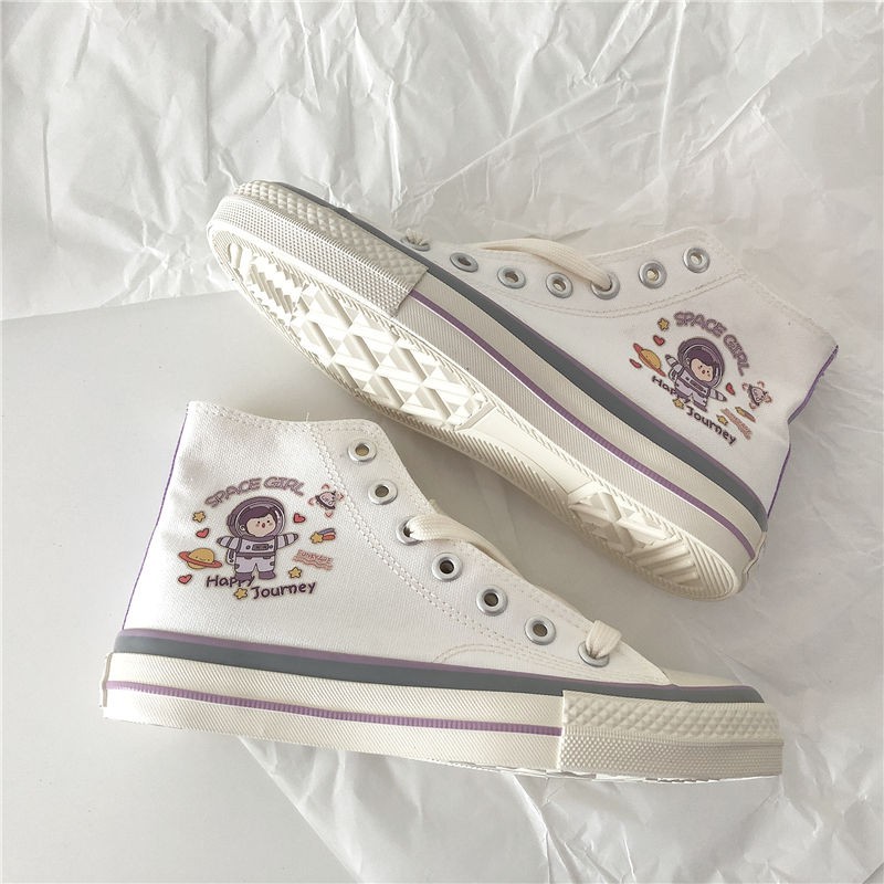 Giày Canvas Cổ Cao Họa Tiết Hoạt Hình Đáng Yêu Cho Nữ | BigBuy360 - bigbuy360.vn