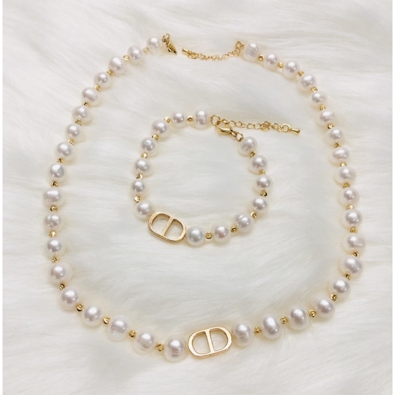 Bộ Trang Sức Hạt Size 9-10 Ly Khóa CD Kiểu Dáng Thời Trang Cho Nàng NTTT35 - Ngọc Trai Trường Thịnh