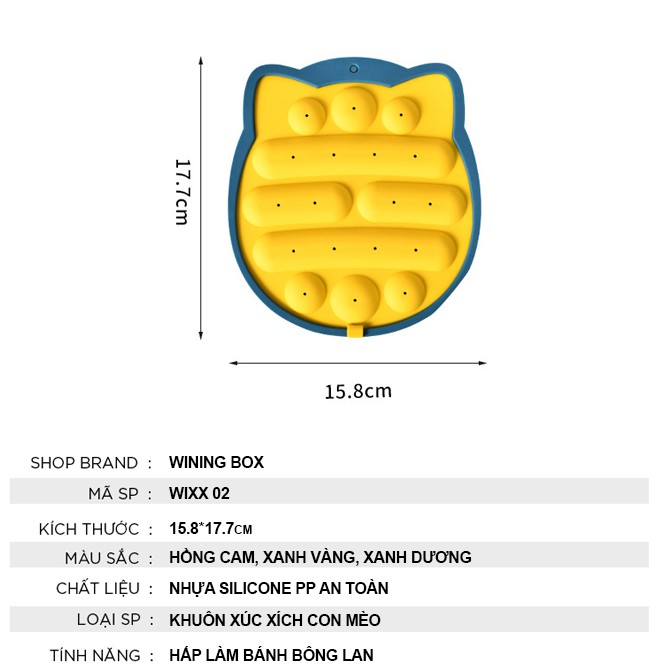 Khuôn Xúc Xích Silicon Con Mèo , Khuôn Xúc Xích Ăn Dặm Cho Bé Winingbox