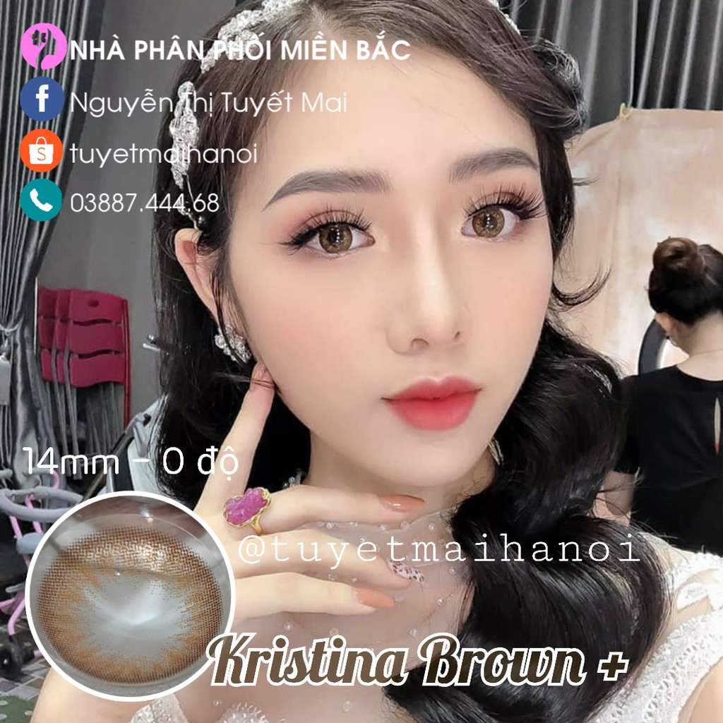 [ Ảnh Thật ] Lens Cận Nâu Tây Kristina Brown 14mm - Kính Áp Tròng Hàn Quốc Chính Hãng Vassen Sexy Me