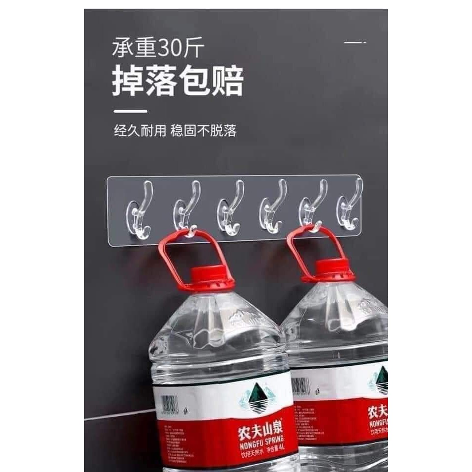 Móc dán tường trong suốt 6 nhánh siêu chắc chắn