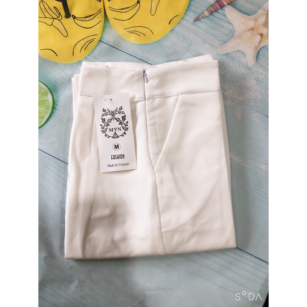 quần ống rộng nữ culottes suông dài, quần tây xuông khóa trước lưng cao vải mềm