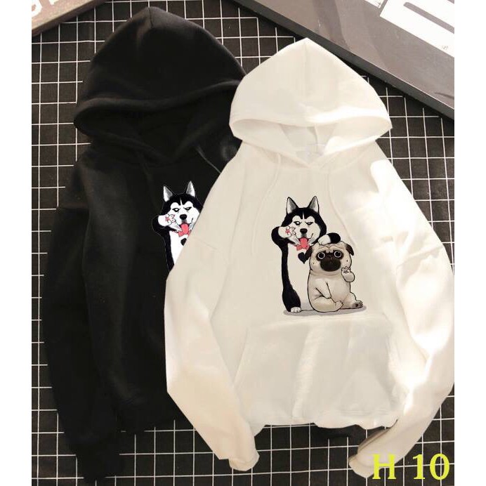 Áo đôi thu đông hình cún yêu, áo cặp hoodie nam nữ đẹp nhất giá gồm 2 áo