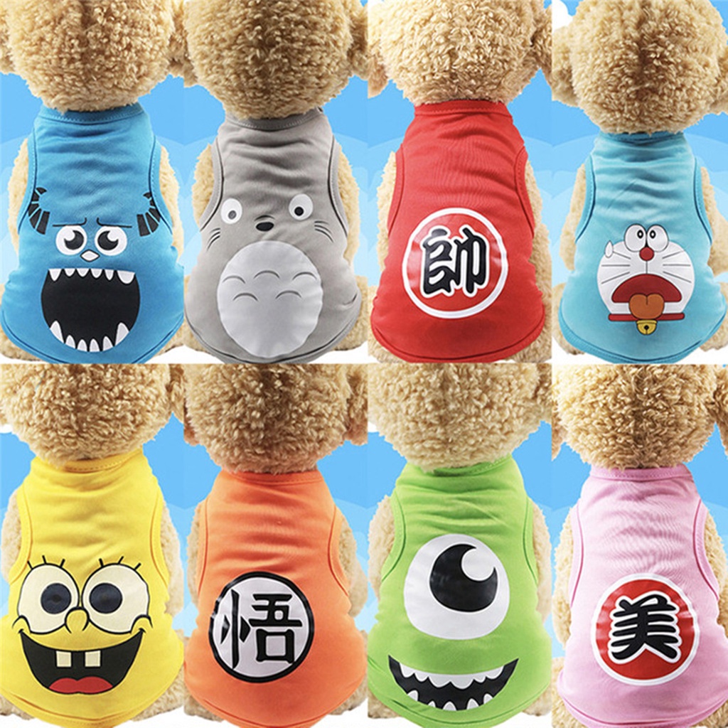 &lt;cutepethome&gt;Áo Thun Họa Tiết Hoạt Hình Thoáng Khí Thời Trang Mùa Hè Cho Thú Cưng / áo chó /quần áo cho chó