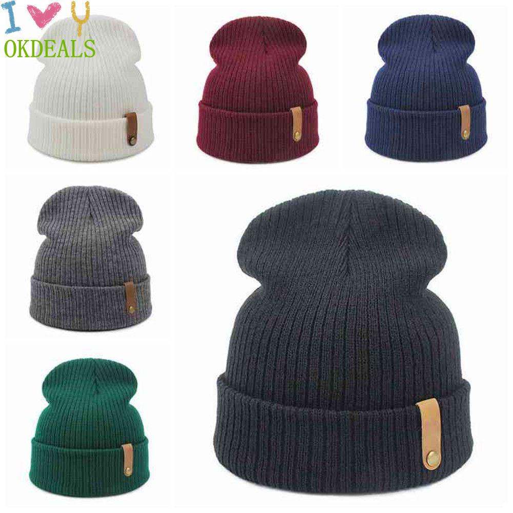 Mũ beanie đan len 100% acrylic màu trơn thời trang thu đông cho nam và nữ