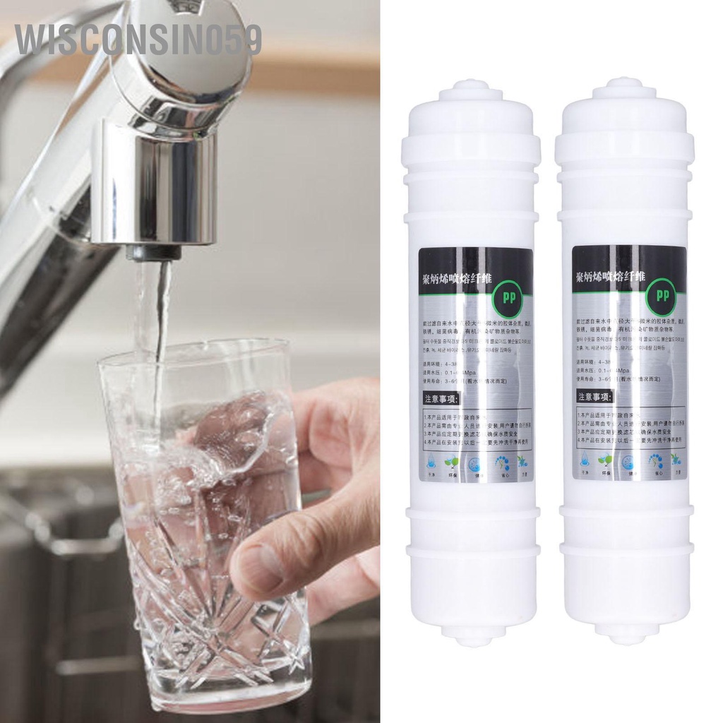 Wisconsin059 Bộ lọc máy nước 2 cái 10in PP Bông kết nối nhanh thay thế đa năng