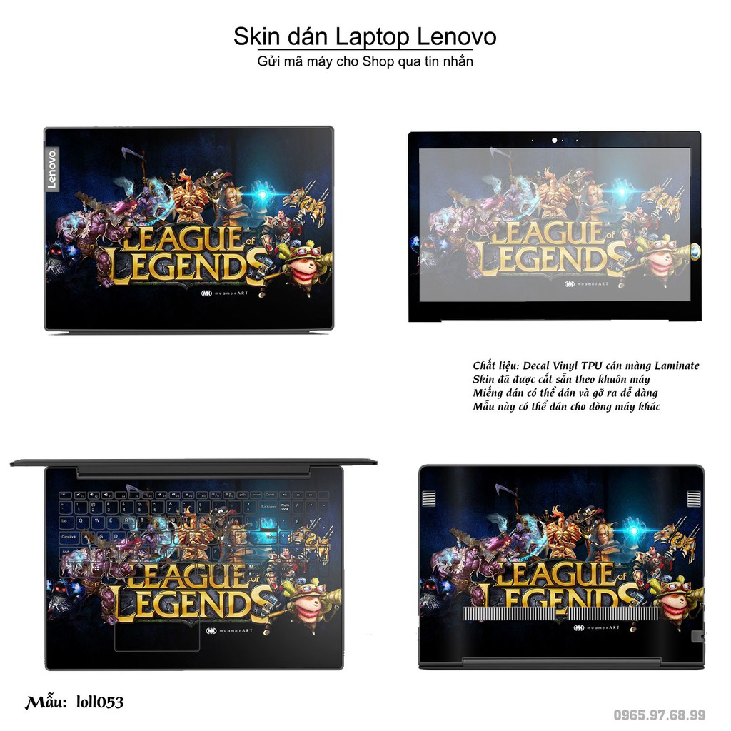 Skin dán Laptop Lenovo in hình Liên Minh Huyền Thoại nhiều mẫu 7 (inbox mã máy cho Shop)