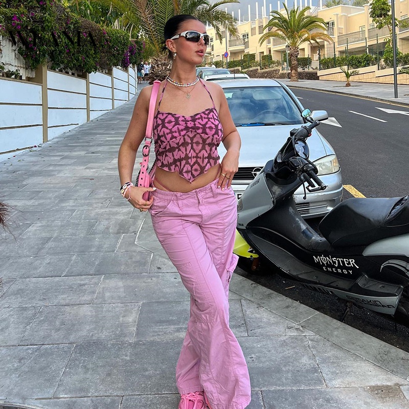 Áo Croptop Hai Dây In Họa Tiết Thời Trang Mùa Hè Cho Nữ