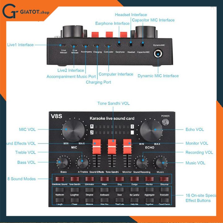 Combo micro thu âm BM900 và sound card âm thanh V8S