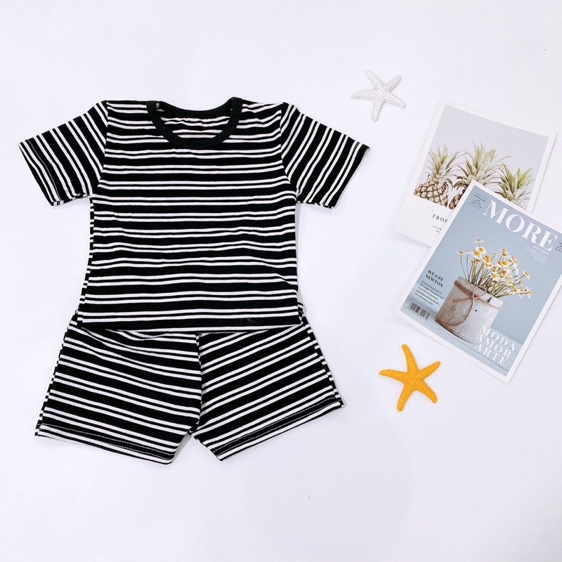 Bộ cộc tay kẻ ngang siêu mát cho bé