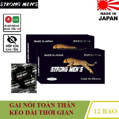 Bao Cao Su STRONG MEN'S Cao Cấp, Hàng Chính Hãng Nhật Bản, Gân Gai Siêu Mỏng, Kéo Dài Thời Gian Yêu (Che Tên Sản Phẩm)