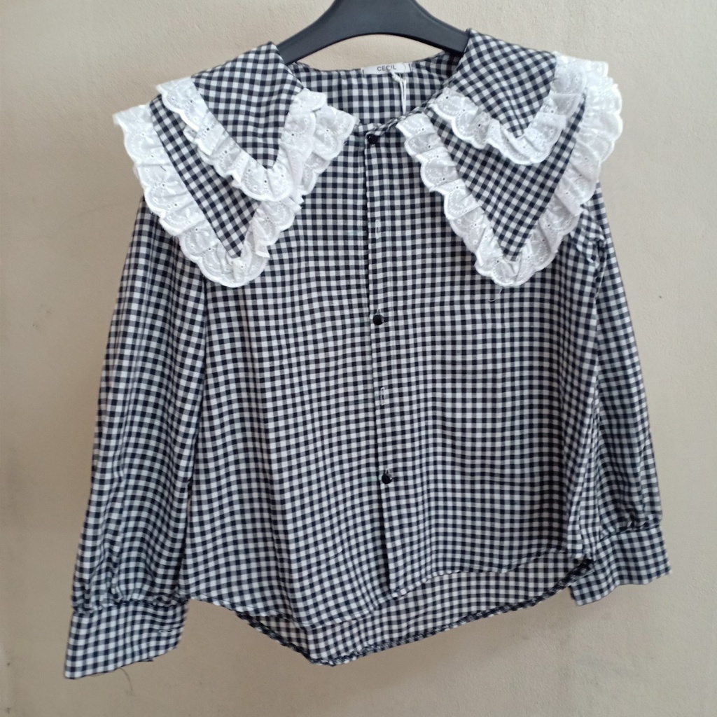[Mã FAMARAL1 giảm 10K đơn 50K] áo babydoll kẻ 2 lá bèo hàng đẹp HA0004