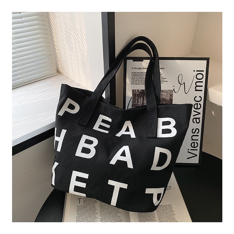 Túi Vải canvas Có In Chữ Phong Cách Hàn Quốc Thời Trang Cho Nữ