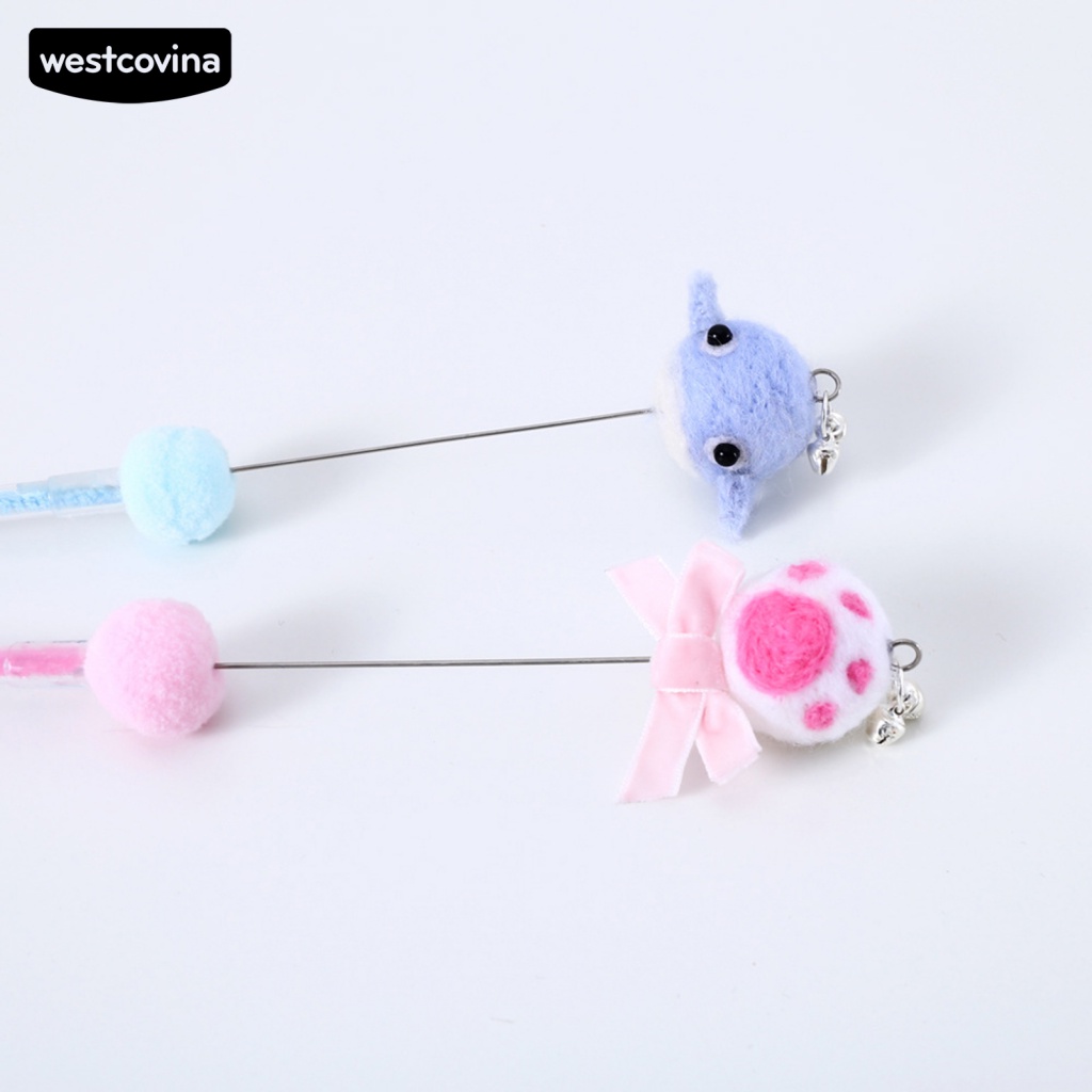 Gậy Đồ Chơi Gắn Quả Bóng Lông Vũ Đàn Hồi Giúp Giảm Căng Thẳng Dành Cho Mèo