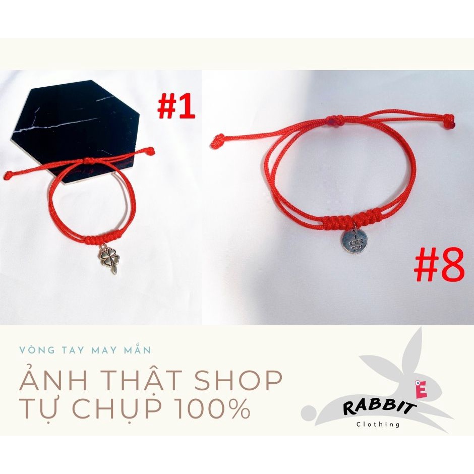 Vòng tay chỉ đỏ tự đan, Vòng tay handmade mix cỏ 4 lá may mắn