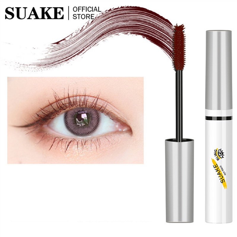 Mascara SUAKE chống nước giúp làm cong mi và dài mi đầu mỏng 4 màu tùy chọn