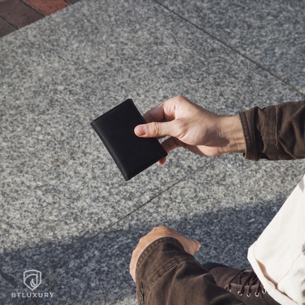 Ví Đựng Thẻ Mini Card Holder BIFOLD Da Thật Cao Cấp Nhập Khẩu Thương Hiệu BTLUXURY