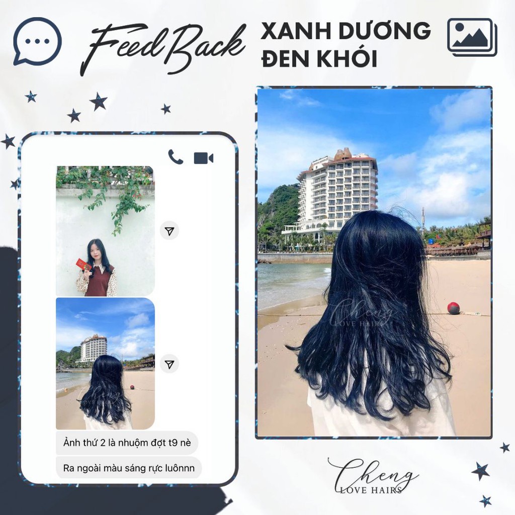 Thuốc nhuộm tóc XANH DƯƠNG ĐEN KHÓI, Xanh Đen Khói không tẩy tặng oxi trợ nhuộm | Chenglovehair, Chenglovehairs