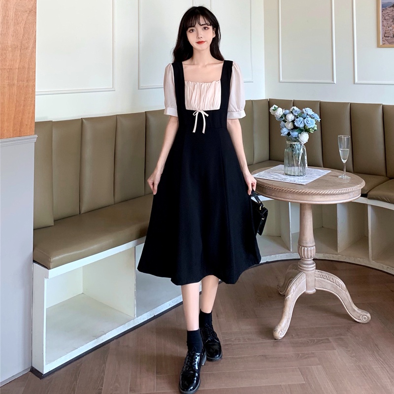 🌸Hàng Order(Sẵn L,XL)🌸 Váy Bigsize Phối Trắng Đen Đính Nơ Nữ Tính Cổ Điển 🌸Hàng Quảng Châu