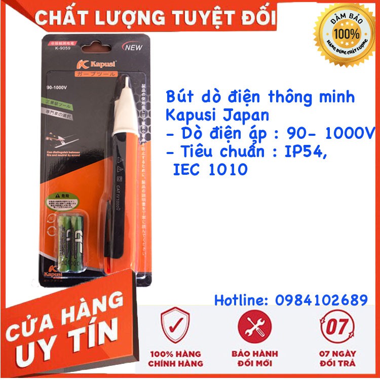 Bút Thử Điện Và Dò Điện Thông Minh Cao Cấp Kapusi Nhật Bản Kèm 2 Pin AAA 1.5