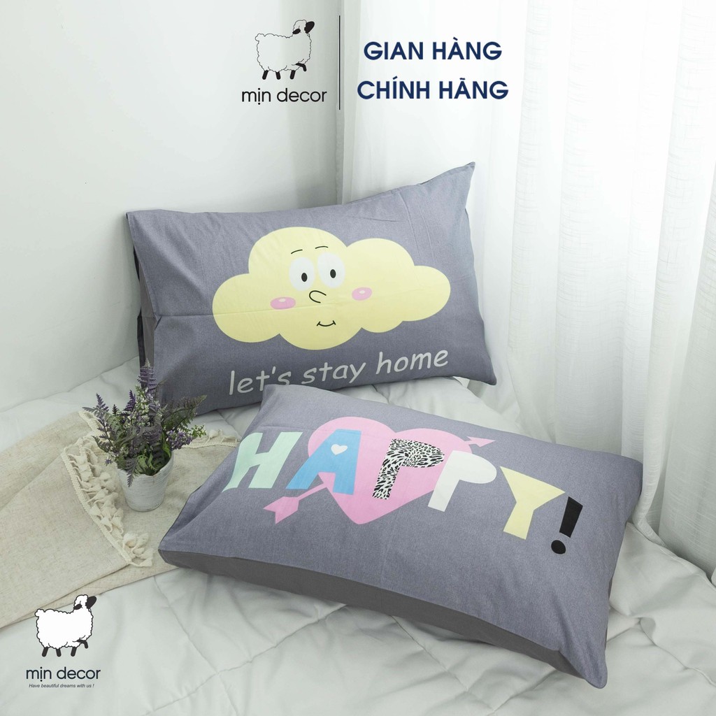 Đôi vỏ gối cotton 2 mặt Mịn Decor mềm mịn thoáng mát dễ thương nhiều mẫu mã