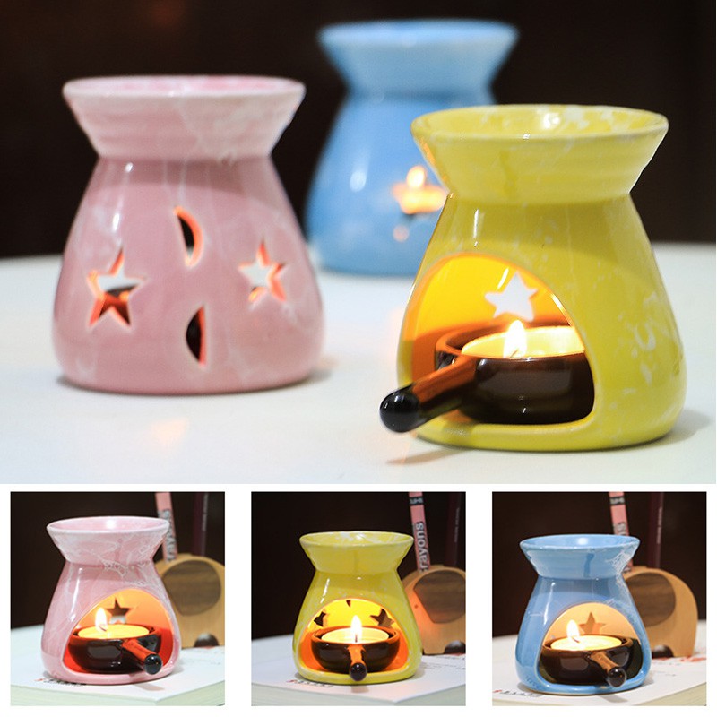 Combo Bếp đốt Tinh Dầu + Tinh Dầu + Nến tealight - Tinh dầu xông hơi thơm phòng