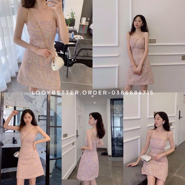 Đầm 2 dây hồng nhẹ nhàng