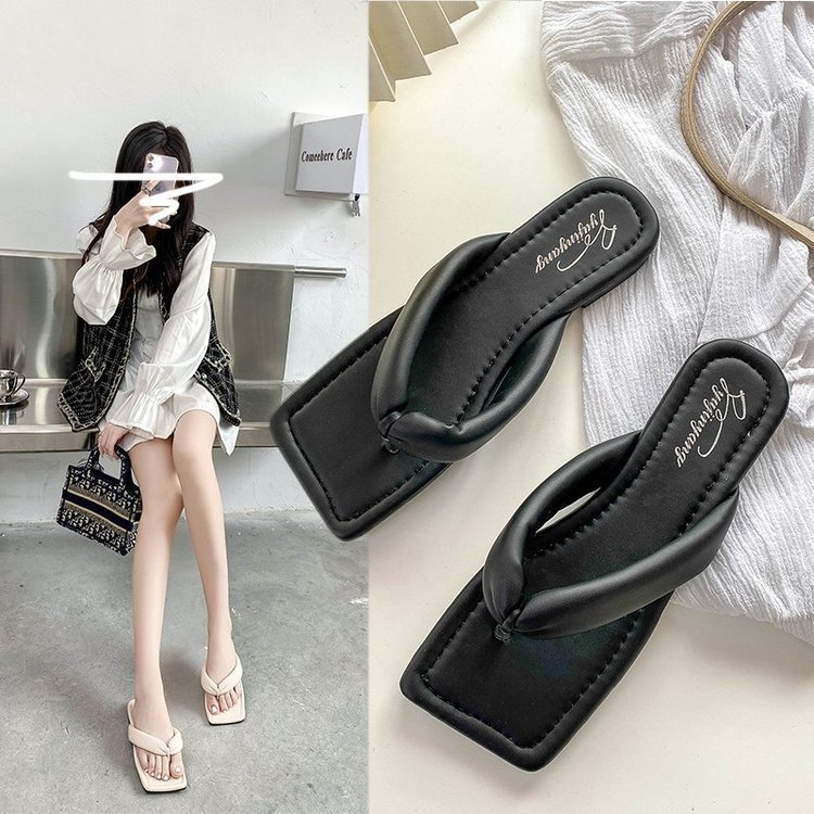 Fashionable Square Head Low Heel Flat Bottom Sandals for Women
