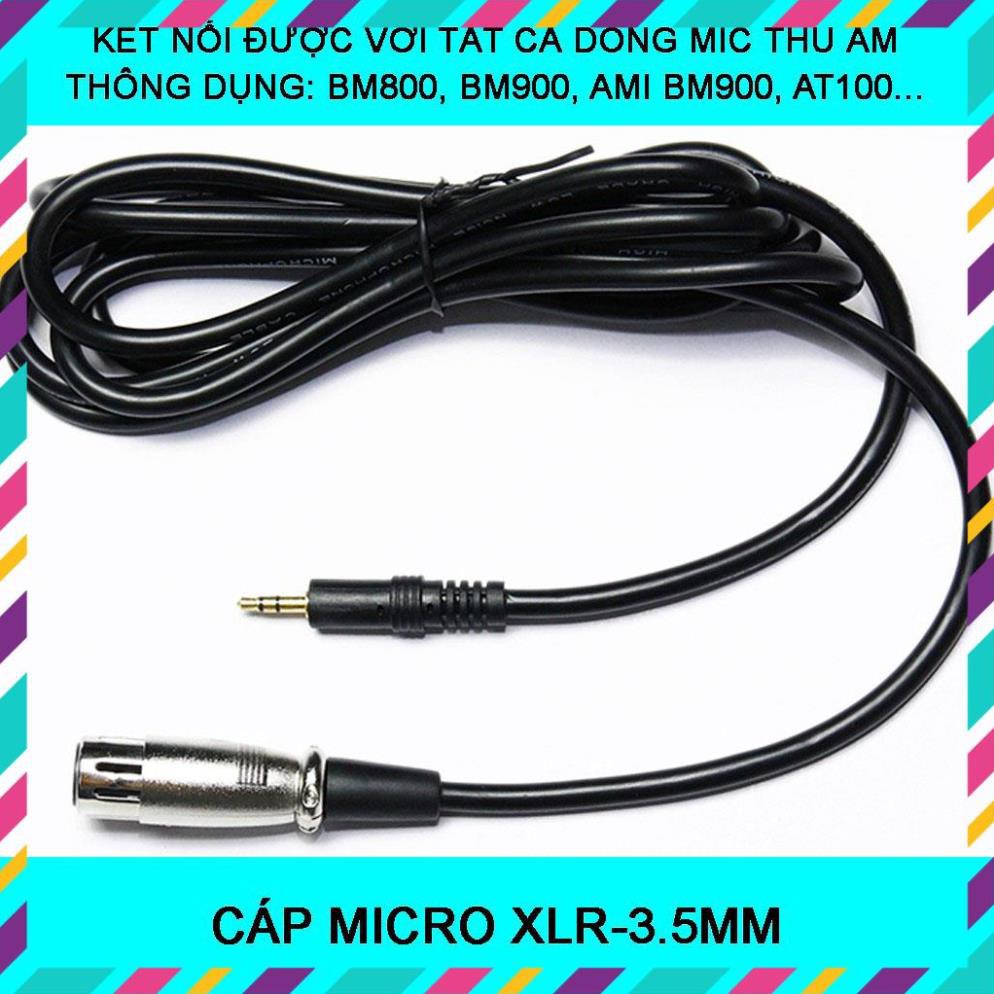 CÁP MICRO XLR-3.5MM ⚡ HÀNG CHÍNH HÃNG⚡ DÂY MIC THU ÂM BM800, BM900, AMI BM900, ISK AT100, AT350…