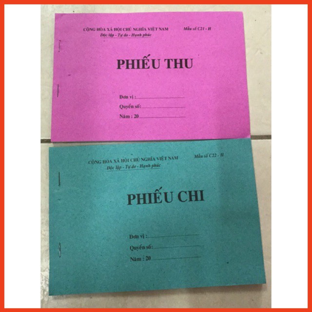 Phiếu Thu Chi 😍FREESHIP😍 Phiếu Thu - Chi 1 Liên 50tr Cả Bìa