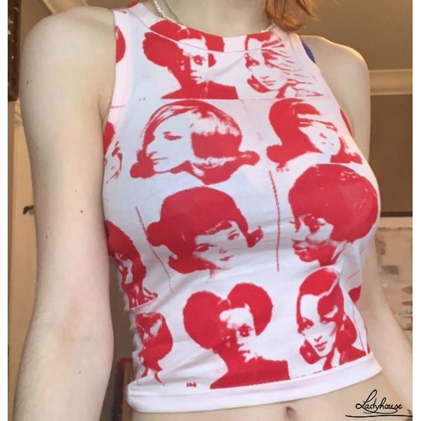 Áo Thun Crop Top Dáng Ôm In Họa Tiết Phong Cách Harajuku Cổ Điển Thời Trang Mùa Hè 90s Y2K