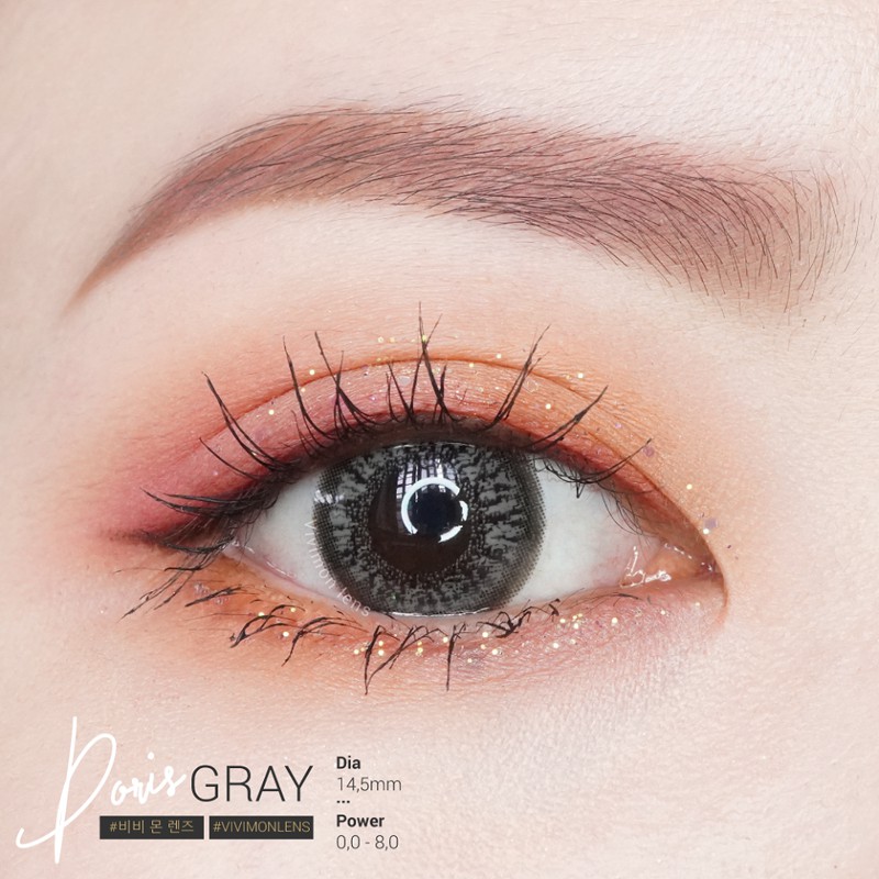 Kính áp tròng Hàn Quốc Doris Gray - Lens mắt cận màu xám giãn 14.5mm