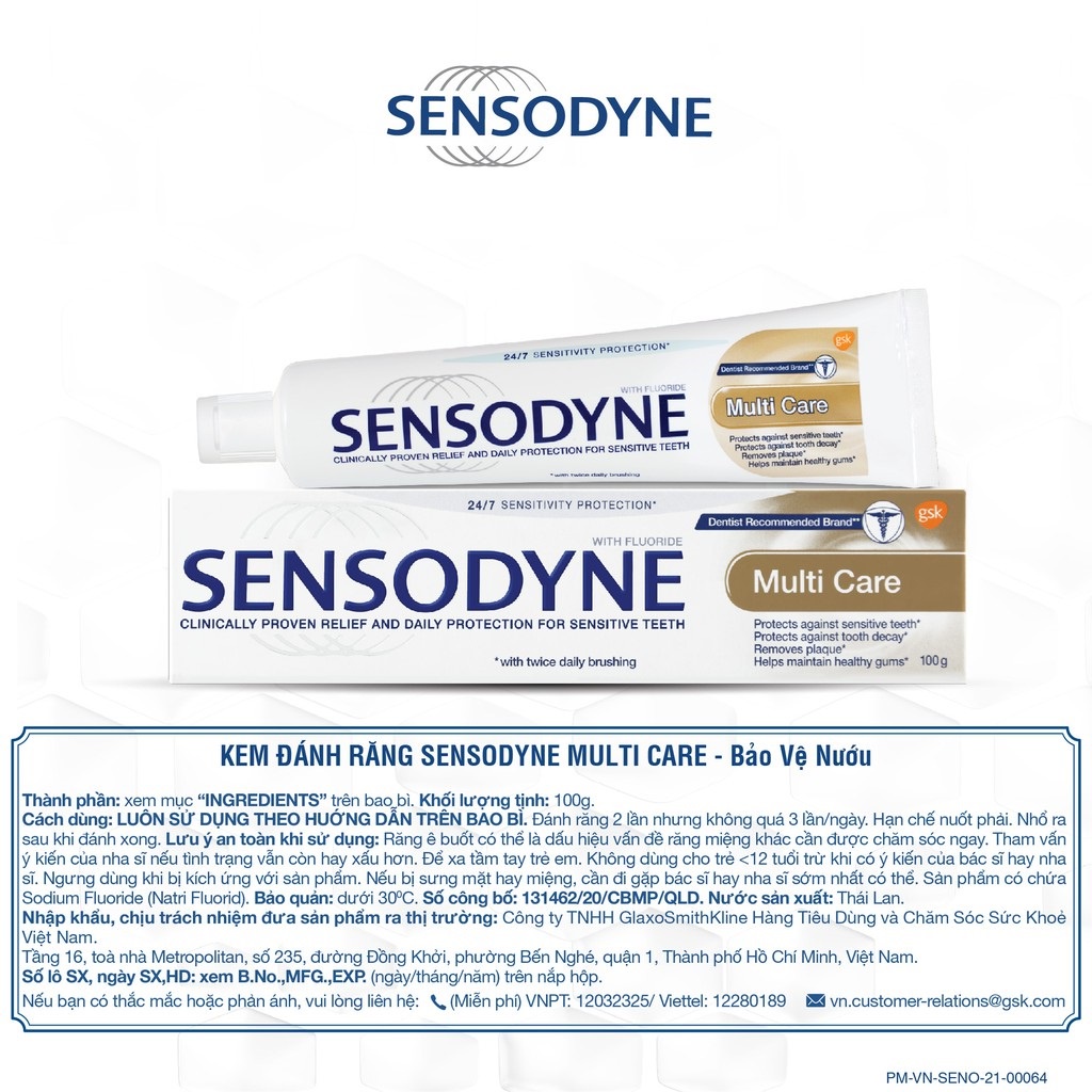 Kem đánh răng SENSODYNE, chải chống ê buốt ngừa sâu, loại bỏ mảng bám, bảo vệ cho răng nhạy cảm - Trung Đông Pharmacy