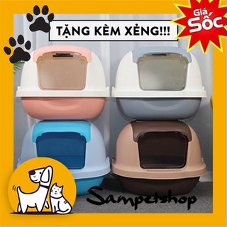 Nhà vệ sinh cho mèo cao cấp size to (tặng xẻng xịn )
