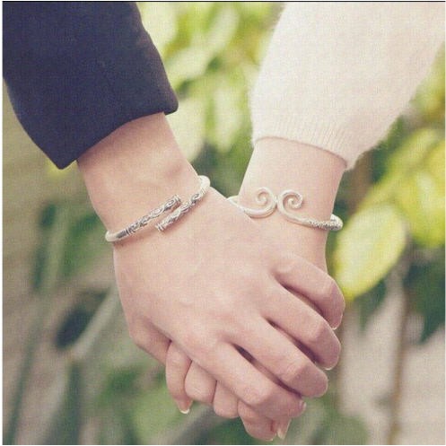 Vòng tay nam nữ kim cô -Như ý chất liệu titan xi bạc 925