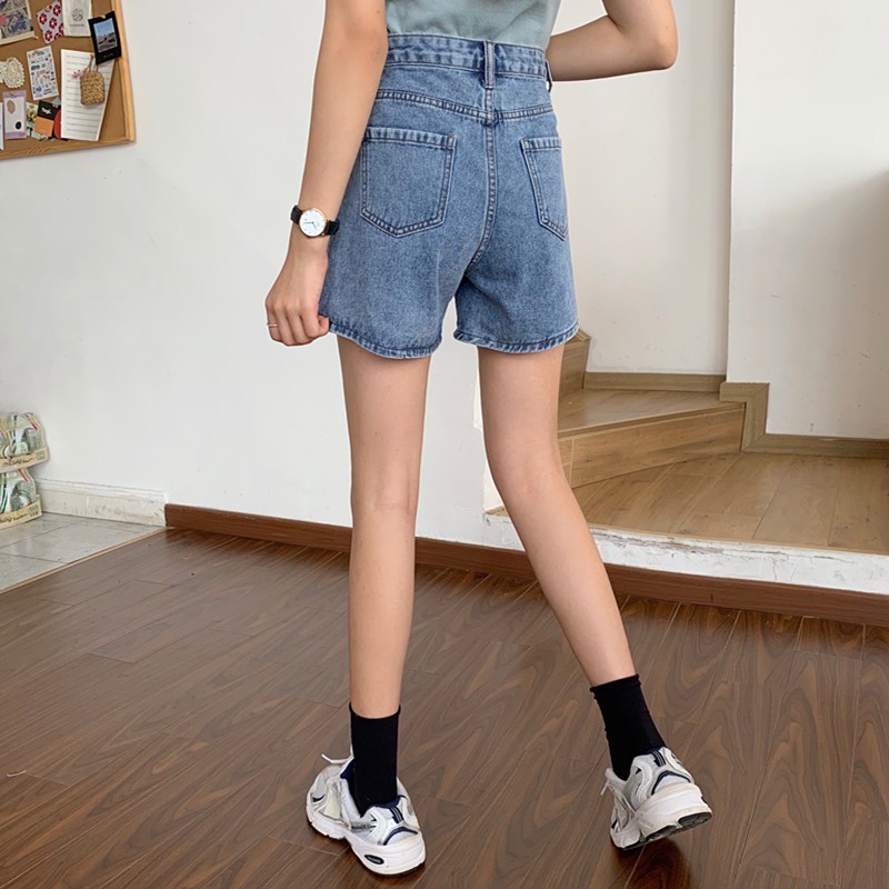 Quần Short Denim Lưng Cao Phong Cách Hàn Quốc Dành Cho Nữ