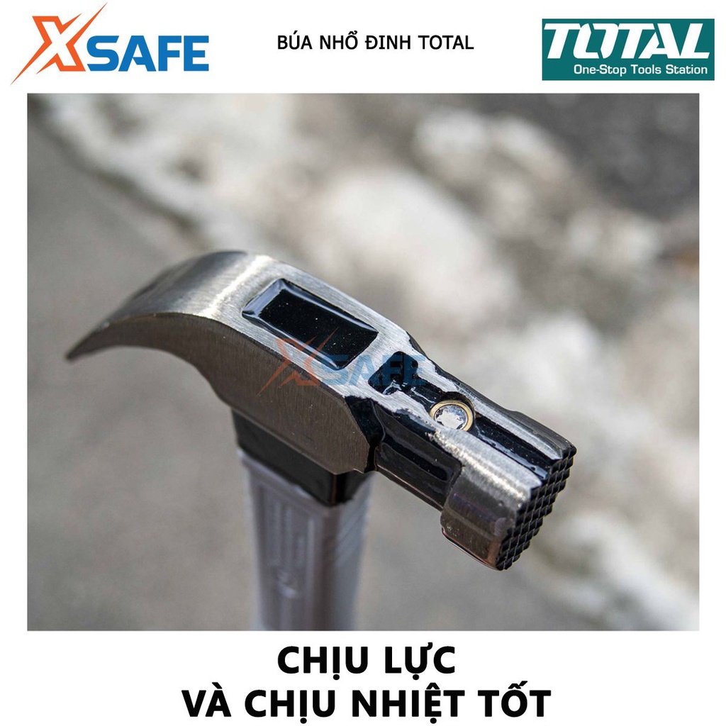 Búa nhổ đinh TOTAL Búa cầm tay mini thép carbon 45# được tôi luyện, chịu nhiệt, tay cầm kiểu dáng mảnh, chắn tay