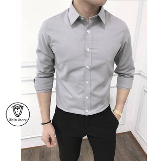 Sơ mi lụa Thái mềm mịn, chống nhăn, mặc rất mát - Màu Xám