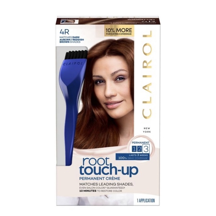 Thuốc nhuộm phủ chân tóc bạc /dặm chân tóc bạc  Clairol Root Touch-Up Màu : 4R sẫm màu nâu/ đỏ nâu