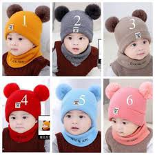 Set Mũ Kèm Khăn Chùm Cổ Trẻ Em CoCoBaBy Điểm 2 Quả Bông Xinh Xắn