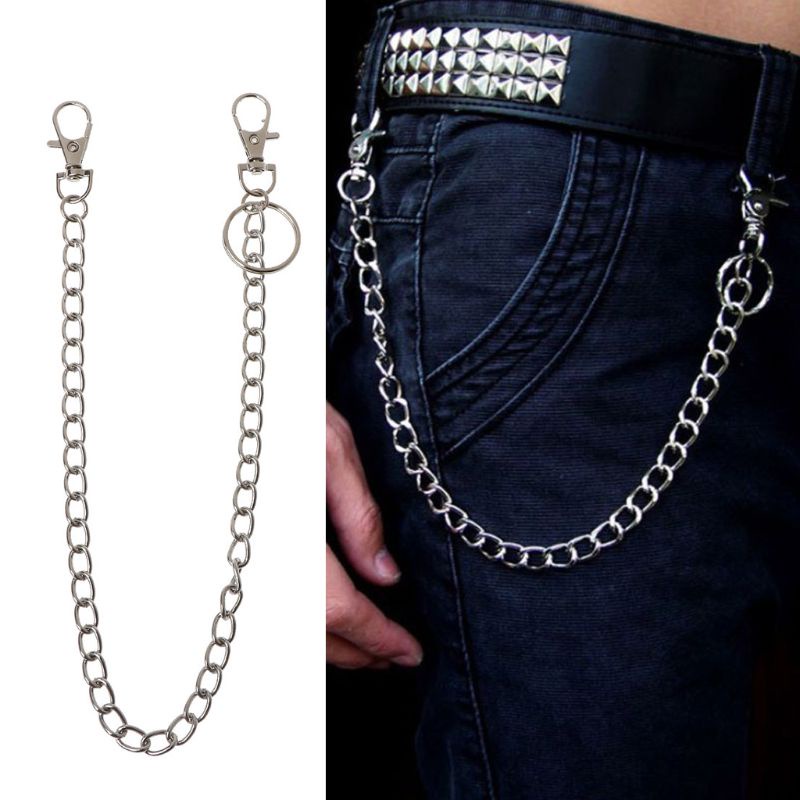 Dây xích 16 inch kèm móc kẹp và vòng treo phong cách unisex để kết hợp với ví/ túi xách/ quần jean